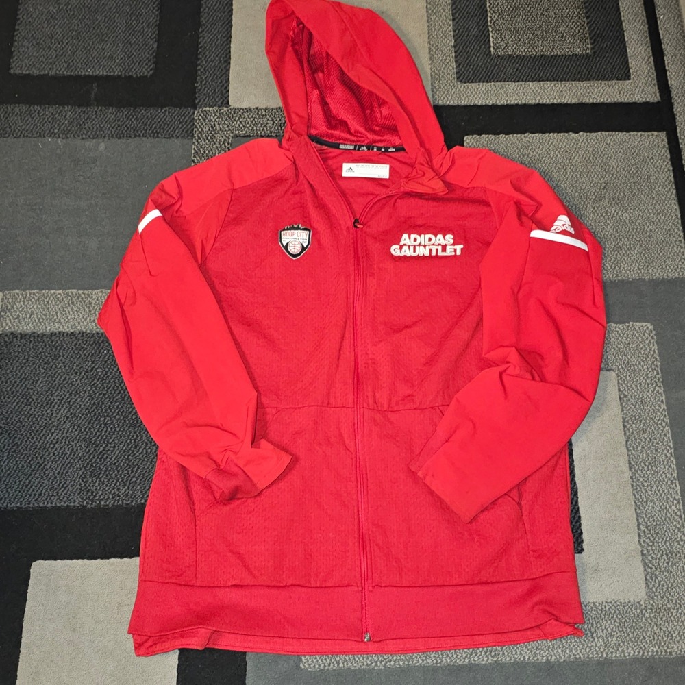 Adidas Hoop City Basketball Jacket‎ Mens XXL Red Good